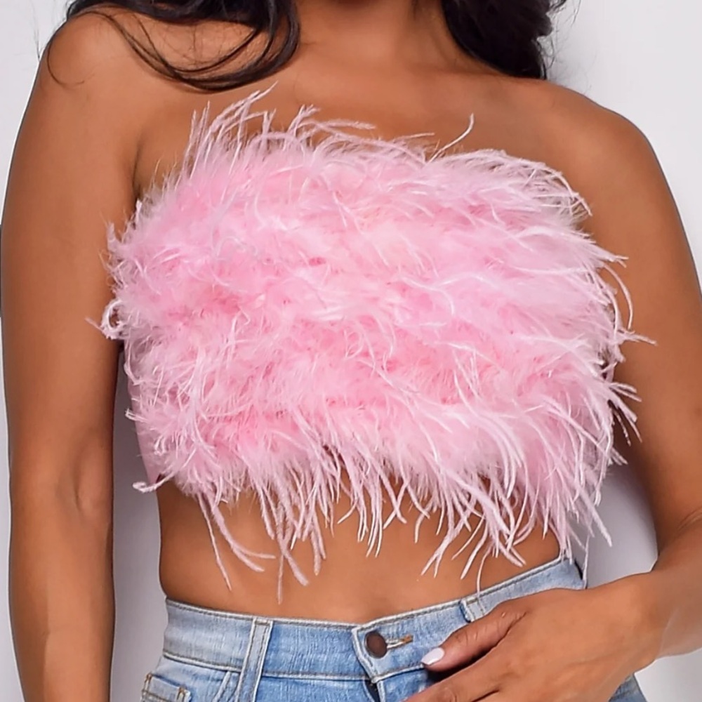 Pink Feather Tube Top Size Small
